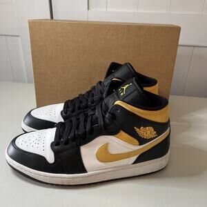 Size 12 - Air Jordan 1 Mid White Pollen Black With New Box